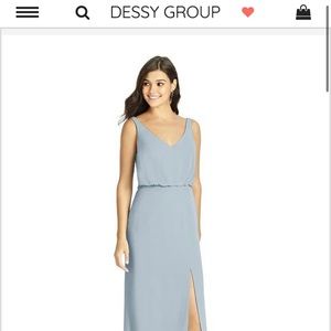 Dessy Blouson Bodice Mermaid Dress with Front Slit